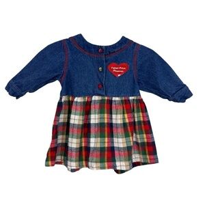 Vintage Fisher Price Baby Wear Dress Sz 12 Months Country Western Plaid 90s VGUC